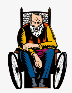 老男人坐在轮椅上的残疾素材