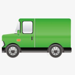 卡通绿色箱式货车矢量图素材