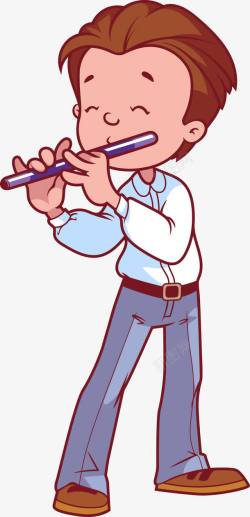 小朋友吹笛子素材