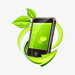 手机绿叶环保健康创意图案素材