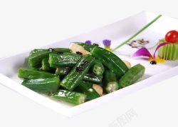 金蒜豆豉炒秋葵素材