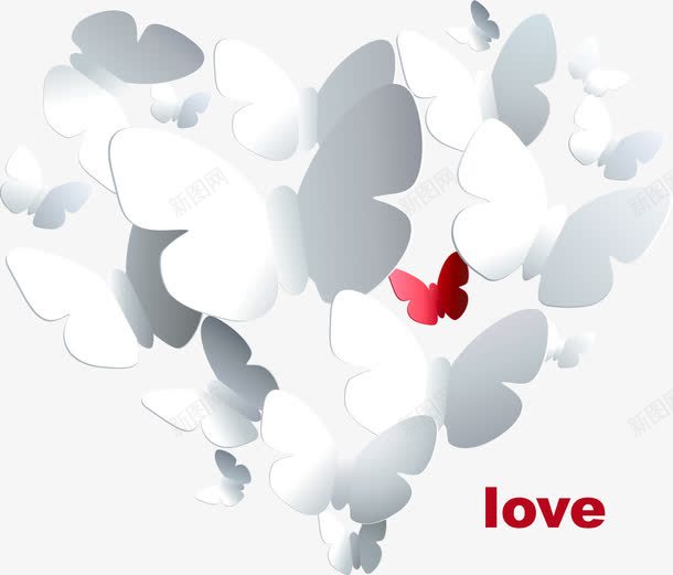 心形唯美3D立体蝴蝶png免抠素材_88icon https://88icon.com 3D 唯美 心形 立体 蝴蝶