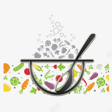 蔬菜和碗矢量图图标图标