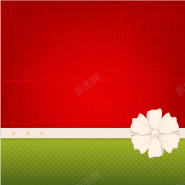 红底白色花朵绿色背景矢量图背景