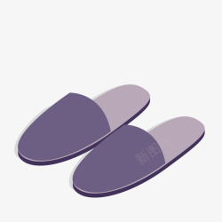 紫色卡通拖鞋矢量图素材