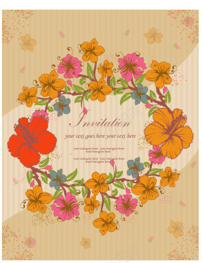手绘花卉婚礼邀请卡请柬背景矢量图背景