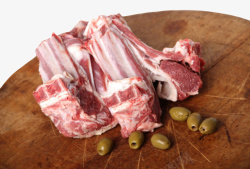 生鲜肉类砧板上的羊肉骨头实物素材