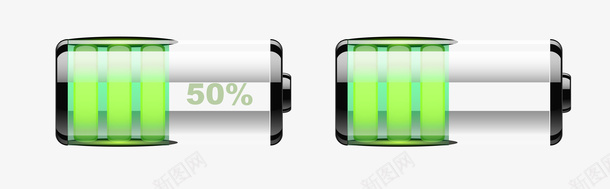 电量节约免抠png图片绿色50电池电量矢量图图标图标