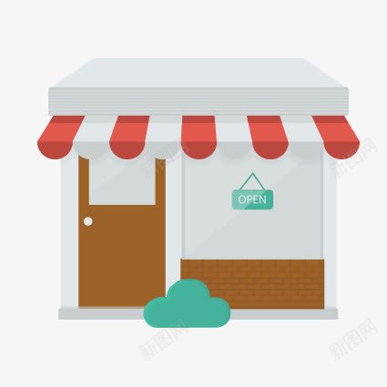 商店png免抠素材_88icon https://88icon.com 卡通商店 卡通房子 白色房子