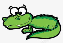 绿色鳄鱼超萌卡通手绘Q版下素材