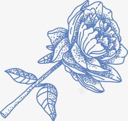蓝色手绘的一朵花矢量图素材