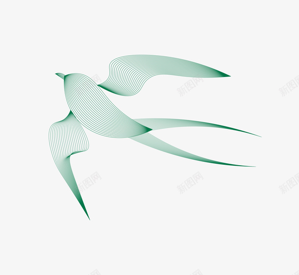 原创春天绿色燕子png免抠素材_88icon https://88icon.com 动物 春天 极简 燕子 线条 绿色