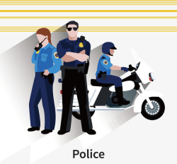 扁平化三个警察矢量图素材