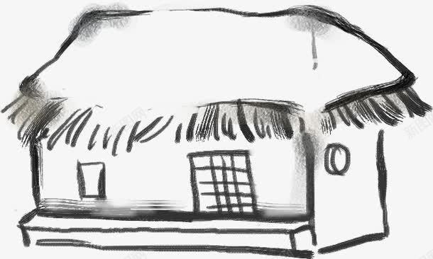 手绘茅草屋中国风png免抠素材_88icon https://88icon.com 国风 茅草屋