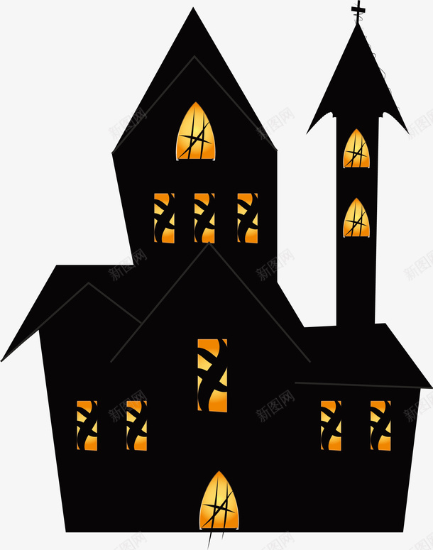 黑色魔法城堡矢量图ai免抠素材_88icon https://88icon.com 万圣节 万圣节城堡 城堡 矢量png 魔法城堡 黑色城堡 矢量图
