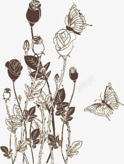 花和蝴蝶矢量图素材