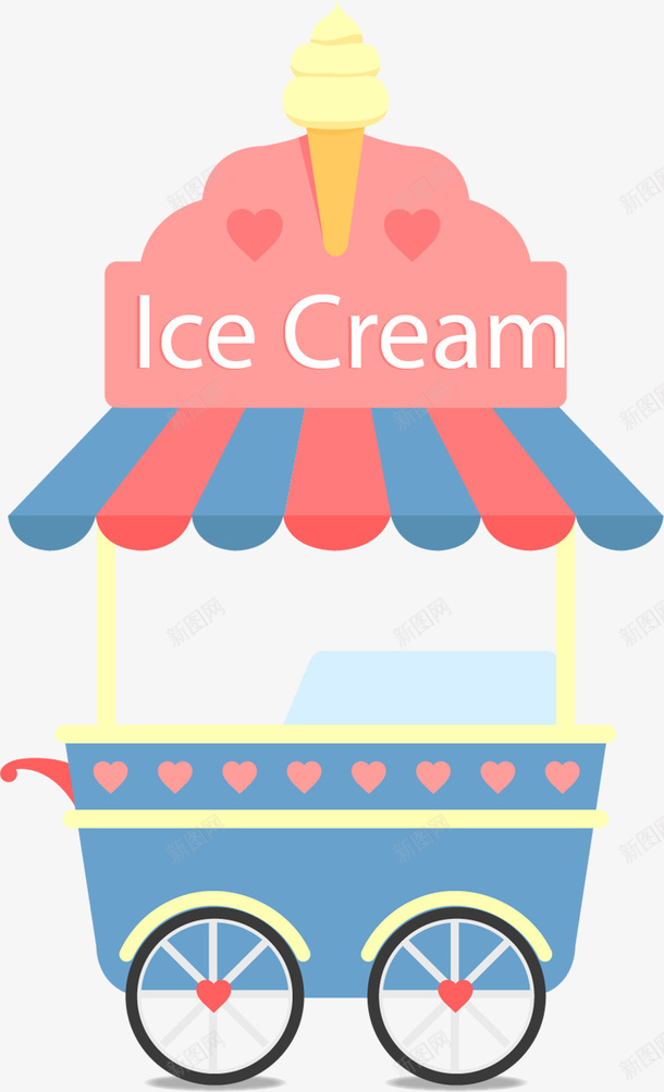卡通冰淇淋车矢量图ai免抠素材_88icon https://88icon.com 冰淇淋车 卡通 扁平化 矢量图