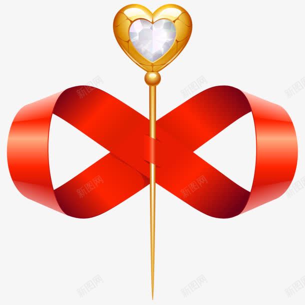 红色飘带png免抠素材_88icon https://88icon.com 爱心 红色 金色 飘带