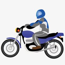 卡通蓝色摩托车骑手矢量图素材