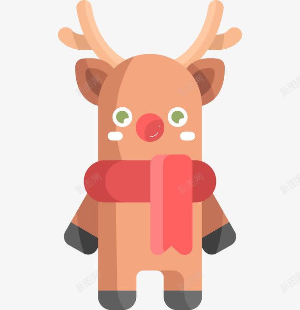 围围巾的小鹿png免抠素材_88icon https://88icon.com 动物 卡通小鹿 围巾 圣诞节 小鹿 红色围巾