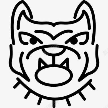 狗轮廓愤怒的牛头犬的面部轮廓图标图标