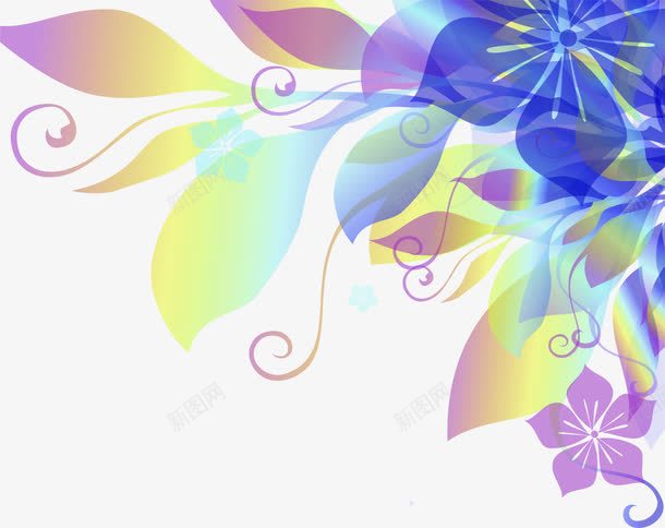 蓝紫色梦幻花纹装饰png免抠素材_88icon https://88icon.com 梦幻 紫色 花纹 装饰