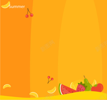 夏季矢量卡通水果海报背景背景