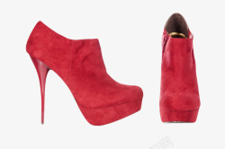 显高红色女性钉子形跟约会包头高跟鞋高清图片