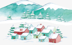 美术课冬天雪景写生矢量图素材