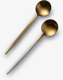 两个金色勺子素材