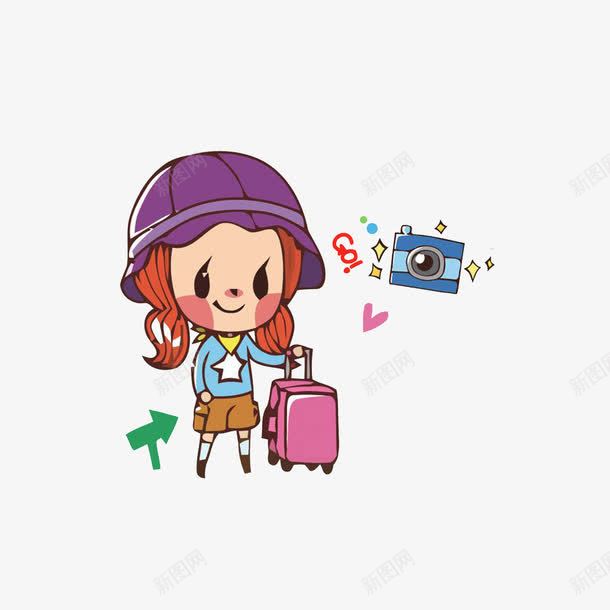 拉行李箱到处旅游的女孩psd免抠素材_88icon https://88icon.com 可爱女孩 拉行李箱到处旅游的女孩 拉行李箱的人 照相机