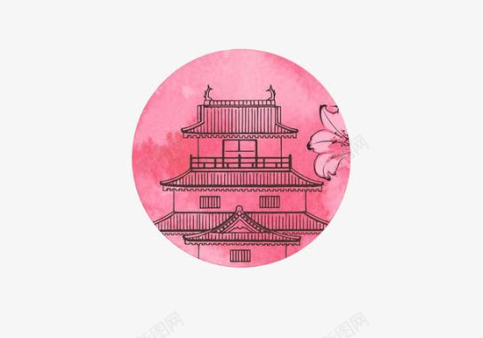 旅游丽江古城和式古风建筑图标图标