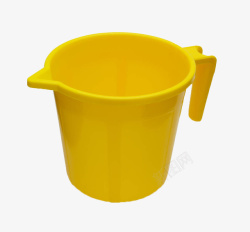黄色塑料蓄水单柄杯子素材