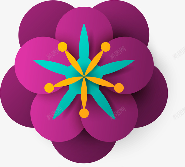 微立体深紫色花朵png免抠素材_88icon https://88icon.com 剪纸风格 微立体 时尚 深紫色 矢量图案 花朵