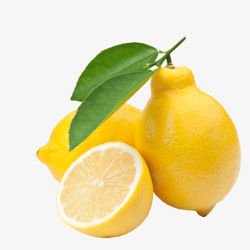 带水的柠檬带叶子切开的柠檬高清图片