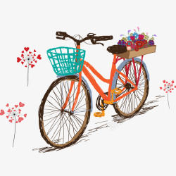 卡通彩色的自行车矢量图素材