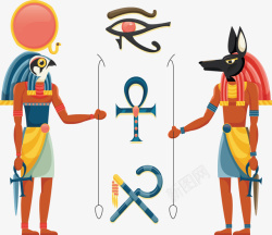 考古研究埃及文明矢量图素材