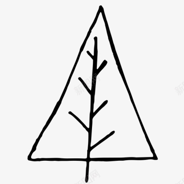 矢量森林树木简笔线条三角树木图标图标
