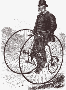 手绘素描复古自行车素材