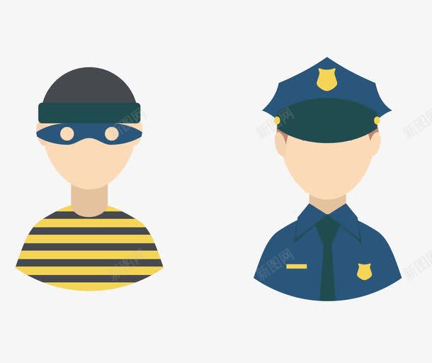 警察与小偷矢量图ai免抠素材_88icon https://88icon.com 卡通 小偷 矢量图 警察 警察抓贼