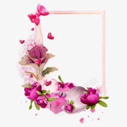 粉色花朵和蝴蝶结素材