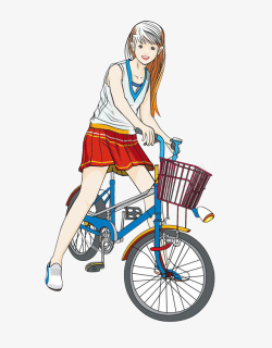 骑脚踏车美女素材