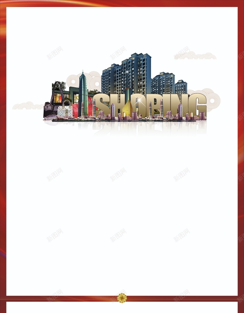 大气高楼商业街背景cdr设计背景_88icon https://88icon.com 商业街 大气 红框 高楼