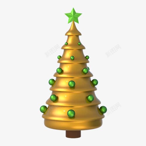圣诞树装饰png免抠素材_88icon https://88icon.com 圣诞树 圣诞节 矢量装饰 装饰 金色