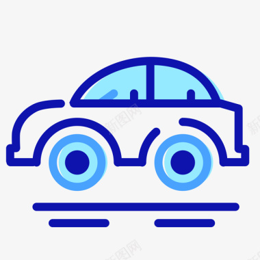 轮子蓝色手绘汽车元素矢量图图标图标