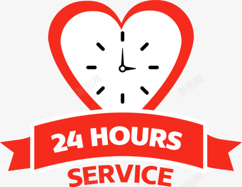 24小时服务手绘24小时图标矢量图图标