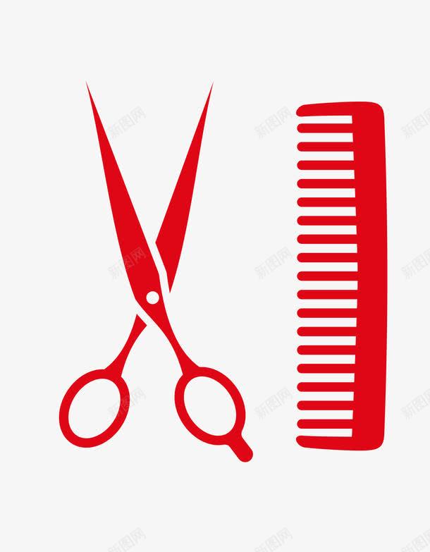 剪刀梳子png免抠素材_88icon https://88icon.com 一把 剪刀 卡通 图案 手绘 梳子 简图 红色