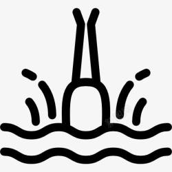 游泳池潜水潜水员在水图标高清图片