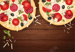 意大利馅饼食品披萨木板背景矢量图高清图片