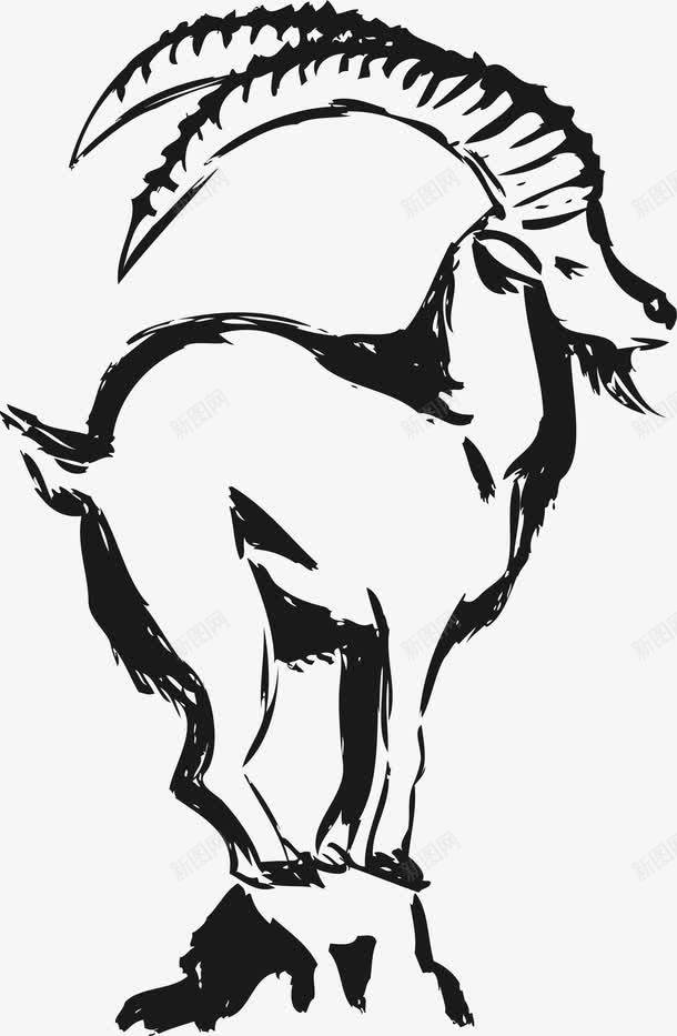素描黑色山羊png免抠素材_88icon https://88icon.com 可爱山羊 呆萌山羊 手绘山羊 素描山羊 黑色山羊 黑色羊角